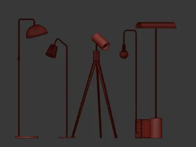 CB2 5 Floor Lamps Set 3 3D model