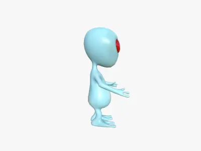 Cute Alien A08 Blue Red - Simple - Character Design Low-poly 3D model