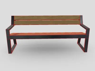 Bench 5 Low-poly 3D model