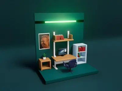 The miniatur room low poly  Free 3D print model