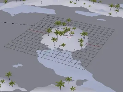 Realistic Island 3d with palm trees 3D model