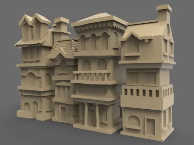 House street Low-poly 3D model