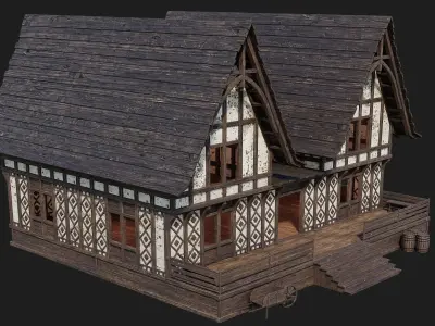 Old Medieval Building 4K Textures GameReady 120 Low-poly 3D model