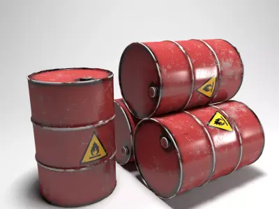 Damage Red Barrel Low-poly 3D model