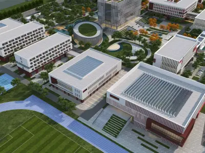 School Building04 Low-poly 3D model