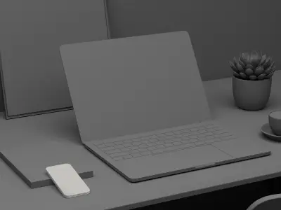 Business office scene C4D modeling rendering  3D model