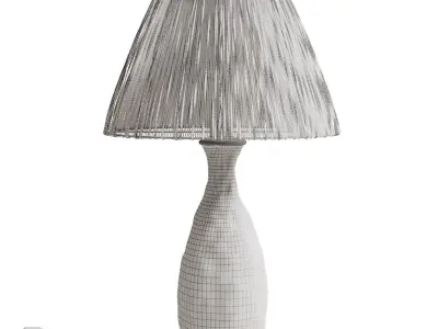 Diy Terracotta Lamp With Raffia Lampshade 3D model