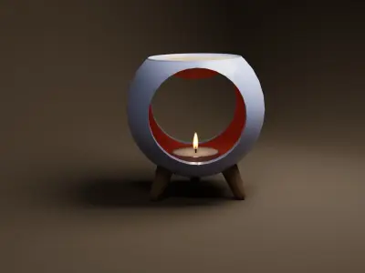 Candle Oil Burner Low-poly 3D model