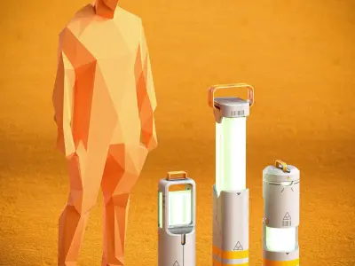 Sci-fi Lanterns PBR Low-poly 3D model