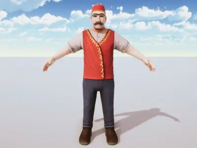 Stylized Character Bazar Dealer Rigged with Shape Keys Low-poly 3D model