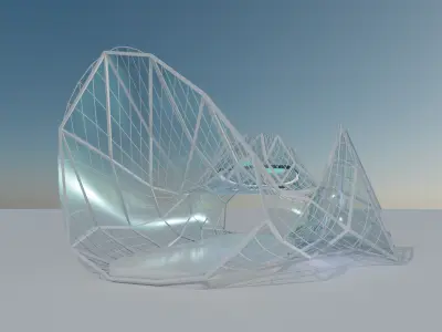 Bridge Sci fi Futuristic exhibition Exterior and Interior 3D 3D model