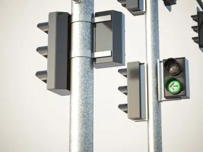 Black traffic lights set 3D model