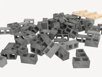 concrete bricks pallet 2 3D model