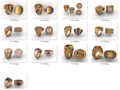 ring 50 pieces drawing 3d rihone drawing ring rings 3D print model