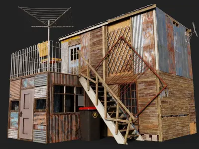 Colourful Shack Low-poly 3D model