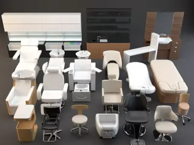 Spa set kitchen with shelves and sink 3D model