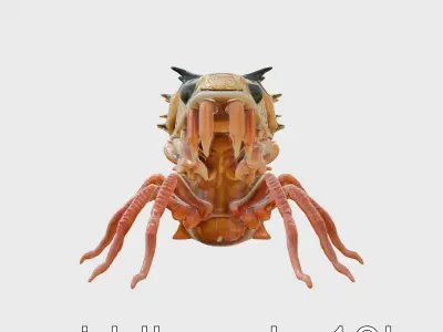 Insectoid Monster Creature Model with Spiked Shell Low-poly 3D model