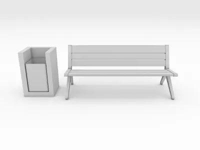 Bench Park 30 Low-poly 3D model