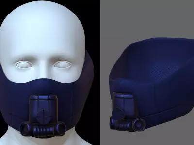 Gas mask helmet 3d model scifi Low-poly  Low-poly 3D model