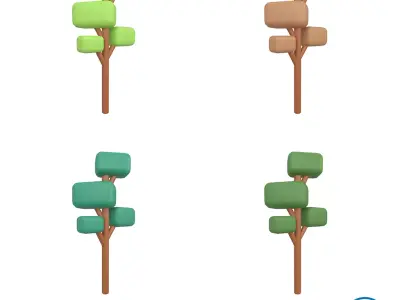 Cartoon Tree v1 Pack 01 Low-poly 3D model