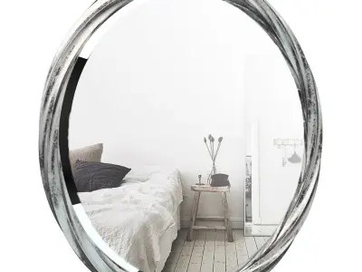 Round Silver Accent Mirror RBRS7771 3D model
