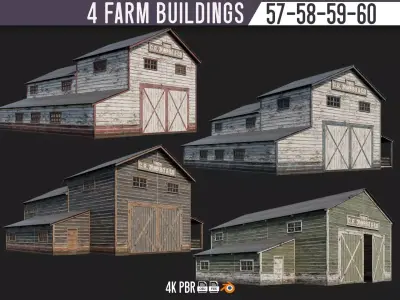 57-58-59-60 - Farm Buildings 4K PBR GameReady Low-poly 3D model