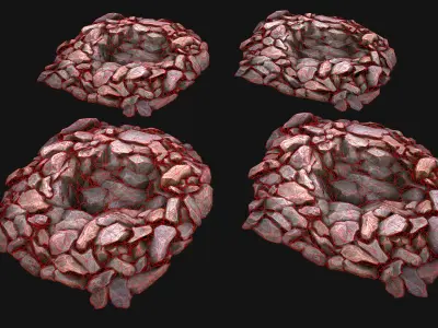 Stone and Rocks Mineral Ore Deposits Pile  Low-poly 3D model