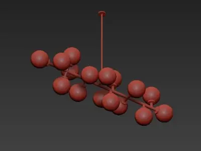 Modern chandelier with balls hanging from it 3D model