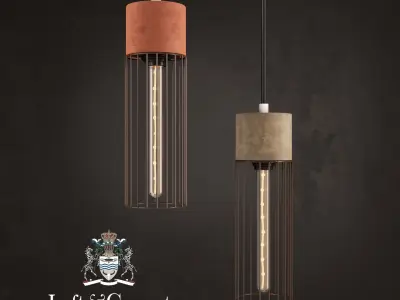Cement Droplight Pendant  Low-poly 3D model