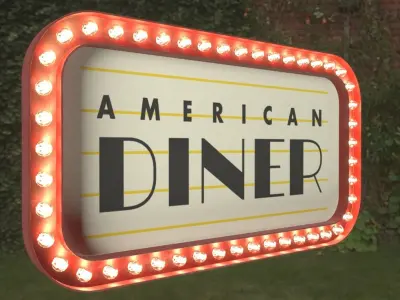 Retro sign AMERICAN DINER 3D model