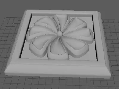 rosette flower on plate 3D model