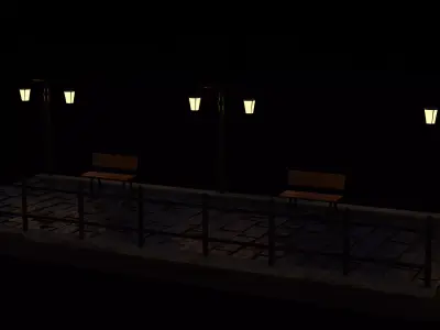 City Street at night 3D model