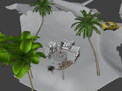 3D Blender Project Surreal Desert Oasis 3D model