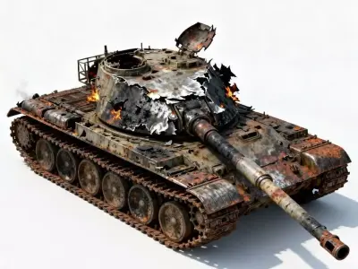 Post-Apocalyptic Battle Tank 3D Model Low-poly 3D model