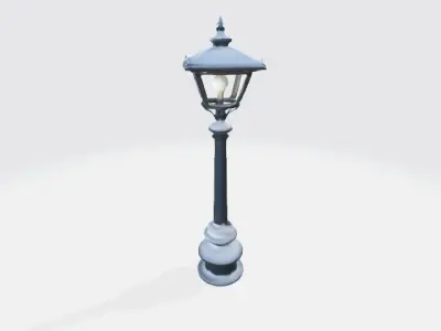 Long street light covered in snow 3D model