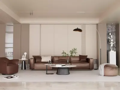 c4d Modern living room scene model  Low-poly 3D model