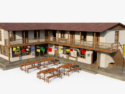 Mountain Lodge Low-poly 3D model