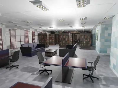 Library Interior Low-poly 3D model