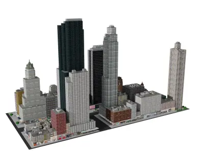 City Downtown Skyscraper Low-poly 3D model