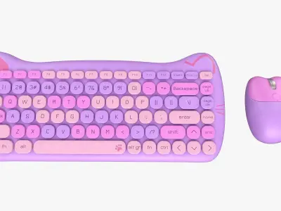 Wireless Keyboard Mouse Set Purple Tones Version 3D model