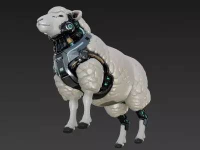 Cyber Sheep Creature Model Low-poly 3D model
