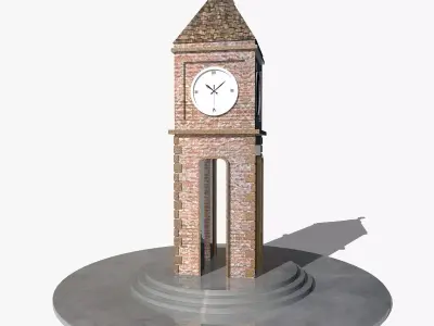 Tower Clock Low-poly 3D model purchase