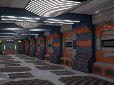 Sci Fi Corridor  3D model 8
