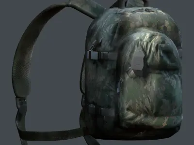 Backpack military combat Black baggage bag luggage Low-poly 3D model 4
