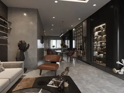 Modern living room scene interior  3D model