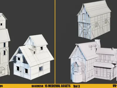 KITBASH -MEDIEVAL ASSETS -Textures vol 3 Low-poly 3D model