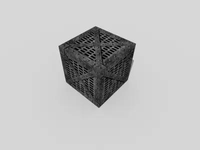 low poly metal crate Low-poly 3D model