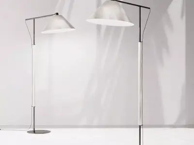 Crate and Barrel Luka Petite Floor Lamp Iron and Oak 3D model