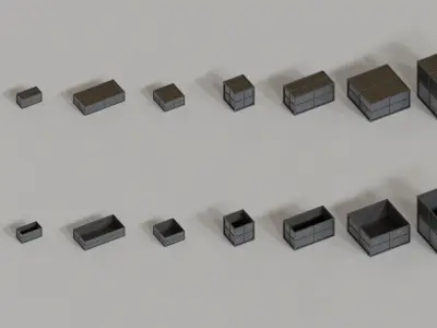 Crates Pack Low-poly 3D model