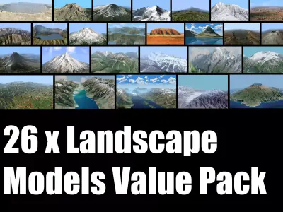 Volcano Mountains Pack 3D model